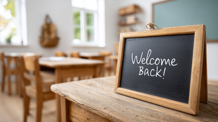 Welcome back to school scene in classroom setting for educational design