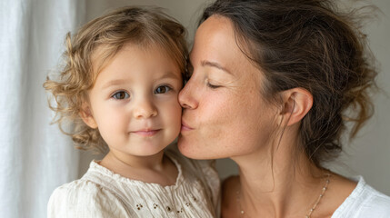 Heartwarming world kiss day moment: mother shares tender kiss with young daughter