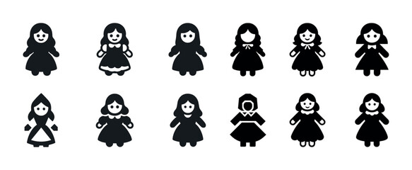 Obraz premium Collection of diverse female doll silhouettes in traditional dresses
