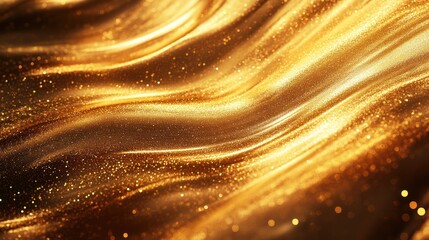 Golden fabric waves, sparkling texture, luxury background, design
