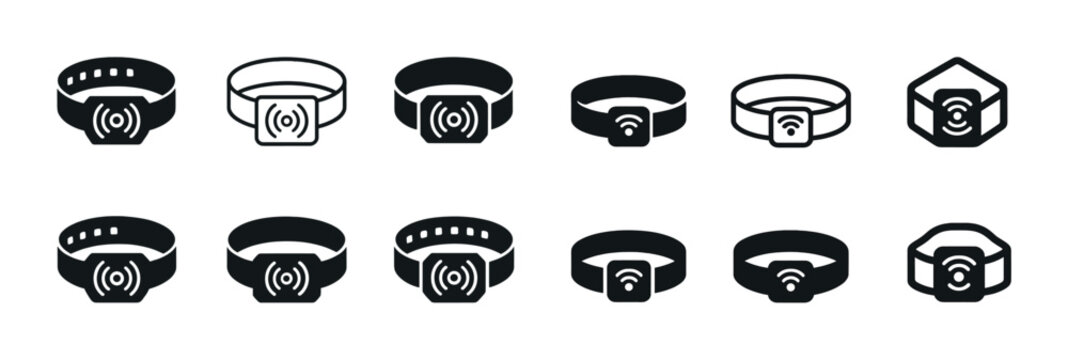 Contactless payment icons: wearable technology and nfc symbols