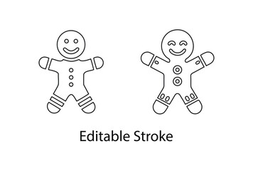 Gingerbread man icon editable stroke vector set, gingerbread icon symbol vector line icon illustration