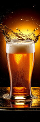 Golden beer splash background for wallpaper banner