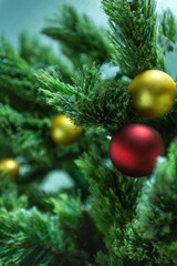 Christmas glass ball on christmas tree