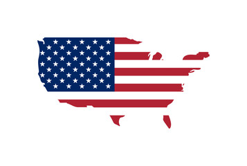 Illustration depicting the united states map filled with the american flag design, symbolizing patriotism.