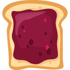Delicious Slice of Toast Spread Generously with Vibrant Purple Berry Jam Isolated on a White Background Simple Breakfast Food Graphic Element