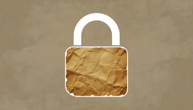 A stylized padlock illustration with a textured, paper-like appearance.