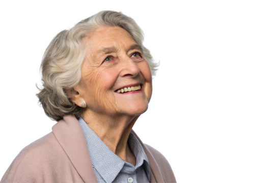 A smiling elderly woman. A nice middle-aged man. A happy event.