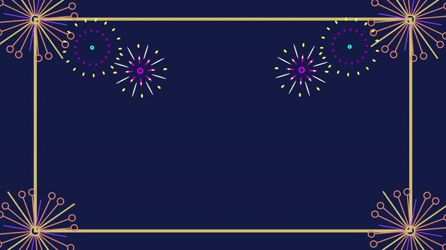 card bakcground template landscape with shape explosion firework animation video 4k
