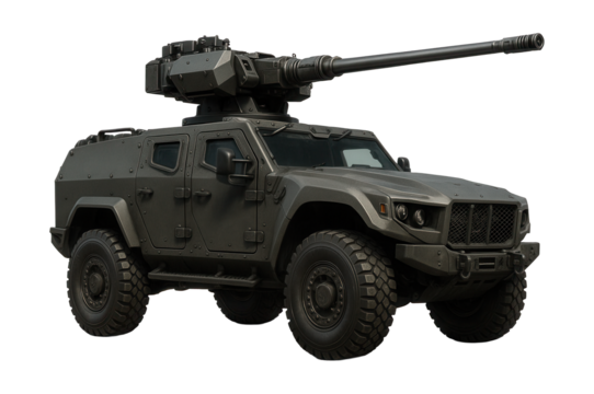 Light infantry vehicle featuring high ground clearance and a small-caliber auto cannon.