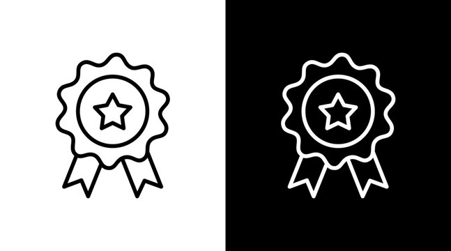 Excellence Medal Outline White Icon Set Design