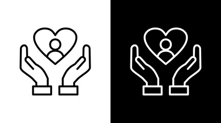 Kindness Mark Outline White Icon Set Design