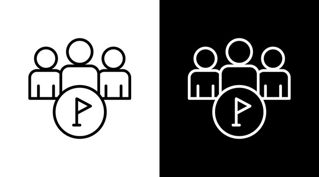 Leadership Outline White Icon Set Design