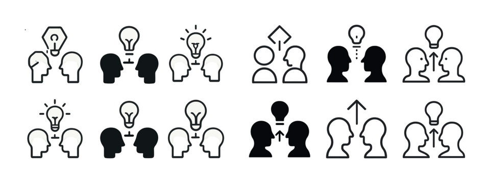 Conceptual brainstorming icons illustrating diverse communication ideas
