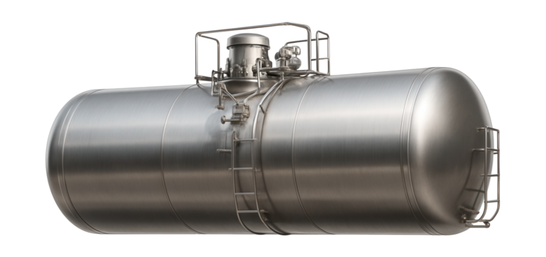 Cylindrical tank car featuring prominent dome fittings.