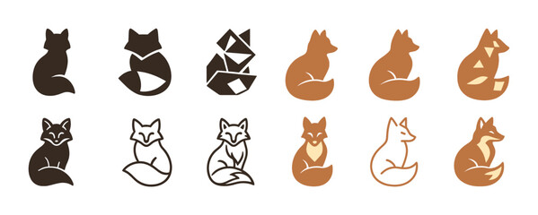 Obraz premium Stylized fox designs in various artistic patterns and silhouettes