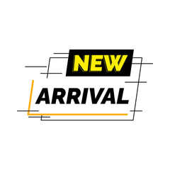 Bold NEW ARRIVAL Banner with Yellow and Black Text for Product Launch Promotions
