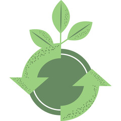 Green Recycling Symbol With Growing Plant Showing Sustainability and Eco Friendly Concept