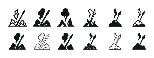Abstract rocket icon collection: various launch and landing designs