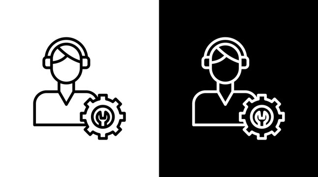 Client Support Outline White Icon Set Design