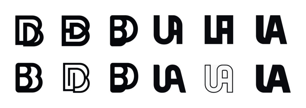 Bold and minimalist black geometric letter design set