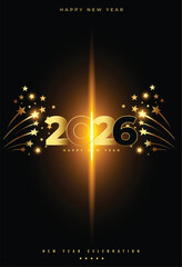 2026 new year wishes poster with sparkling stars