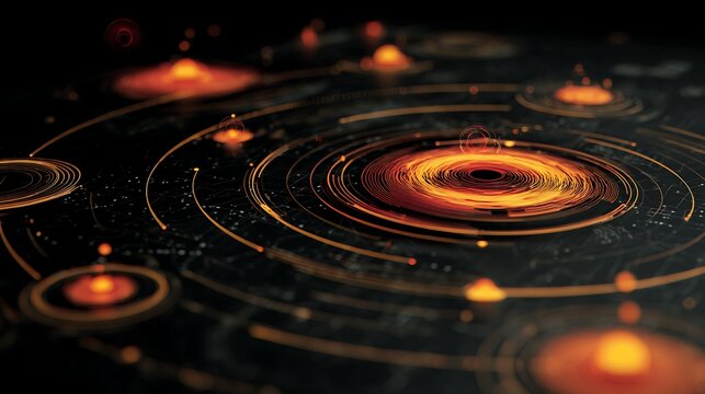 Holographic heatmap with orange/red hotspots, AI scanner lines, futuristic monitoring dashboard