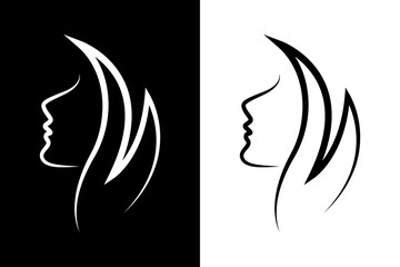 Elegant Woman Silhouette Beauty Hair Logo
