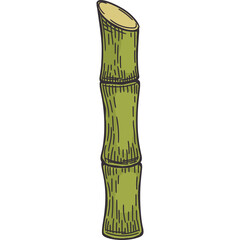 Illustration Of A Bamboo Stalk With A Transparent Background And Green Hues Emphasizing Natural Growth And Structure