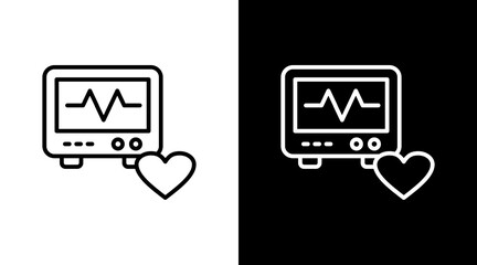 Heart Sensor Outline White Icon Set Design
