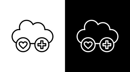 Health Cloud Outline White Icon Set Design