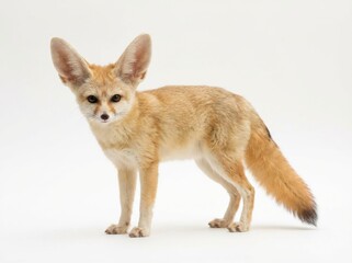 A captivating studio shot of a fennec fox, showcasing its distinctive large ears and desert-adapted features.