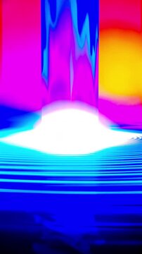 gate opening ocean infinity design 3d sea horizon sunset distortion seascape abstract
