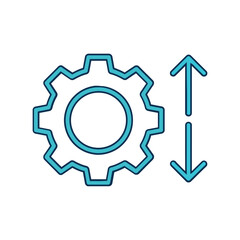 Gear and vertical adjustment arrows icon representing process customization. Vector