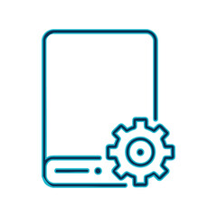 Configuring knowledge and learning: book icon with gear for education settings Vector