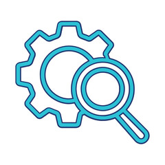 Settings search icon for system configuration, exploration, and optimization Vector
