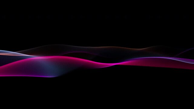 Abstract pink color waves on a black background. Technology intros, sci-fi visuals, motion graphics overlays. Looping 4K resolution