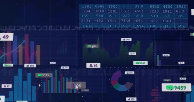 Cursor moving across analytics dash, badges popping, charts shifting, metrics updating for insight