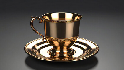 Golden cup on black background.