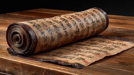 Ancient heritage reveals Chinese script on light parchment, showcasing intricate designs and historical significance in captivating manner