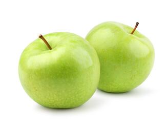 Fresh green apples isolated on white.