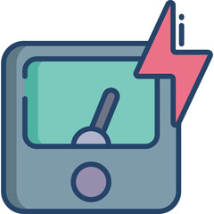 Electric Meter with Lightning Bolt Symbol Indicating Power Surge or Energy Measurement on a Transparent Background