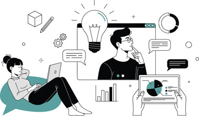 Brainstorming Session Virtual Meeting for Team Collaboration and Creative Ideas