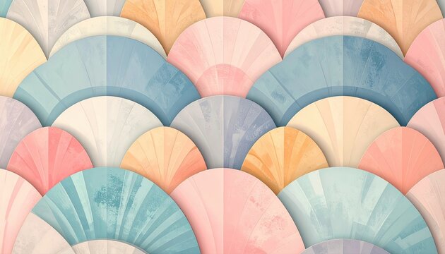 Colorful Pastel Rainbow Fish Scale Geometric Pattern Background