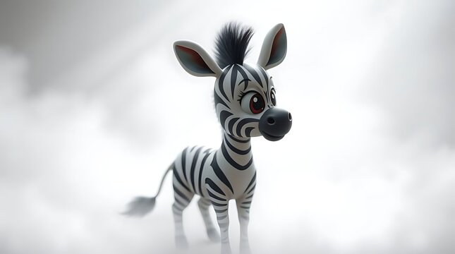 Cartoon zebra illustration on white background for childrens educational content