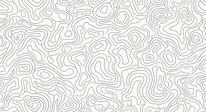 Abstract Topographical Contour Map Pattern, Seamless Geometric Line Art Background