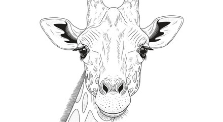 Graceful giraffe portrait in stunning black and white sketch art style, perfect for creative designs