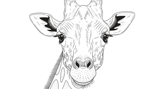 Graceful giraffe portrait in stunning black and white sketch art style, perfect for creative designs