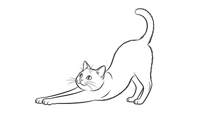 Adorable cat stretching gracefully, perfect for pet lovers and whimsical designs, originally vector