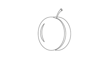 Elegant outline of a ripe plum, a healthy snack, simple and clean design element for your project